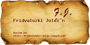 Fridvalszki Jolán névjegykártya